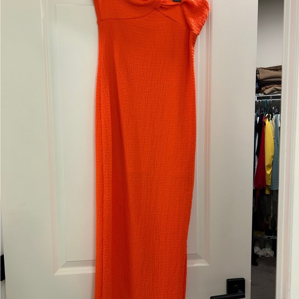 Wild Fable Asymmetrical Orange Red One Shoulder Gown